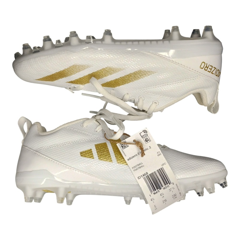 Adidas Adizero Electric.2 Football Cleats Youth US 5‎ White Gold Lace Up ID1468